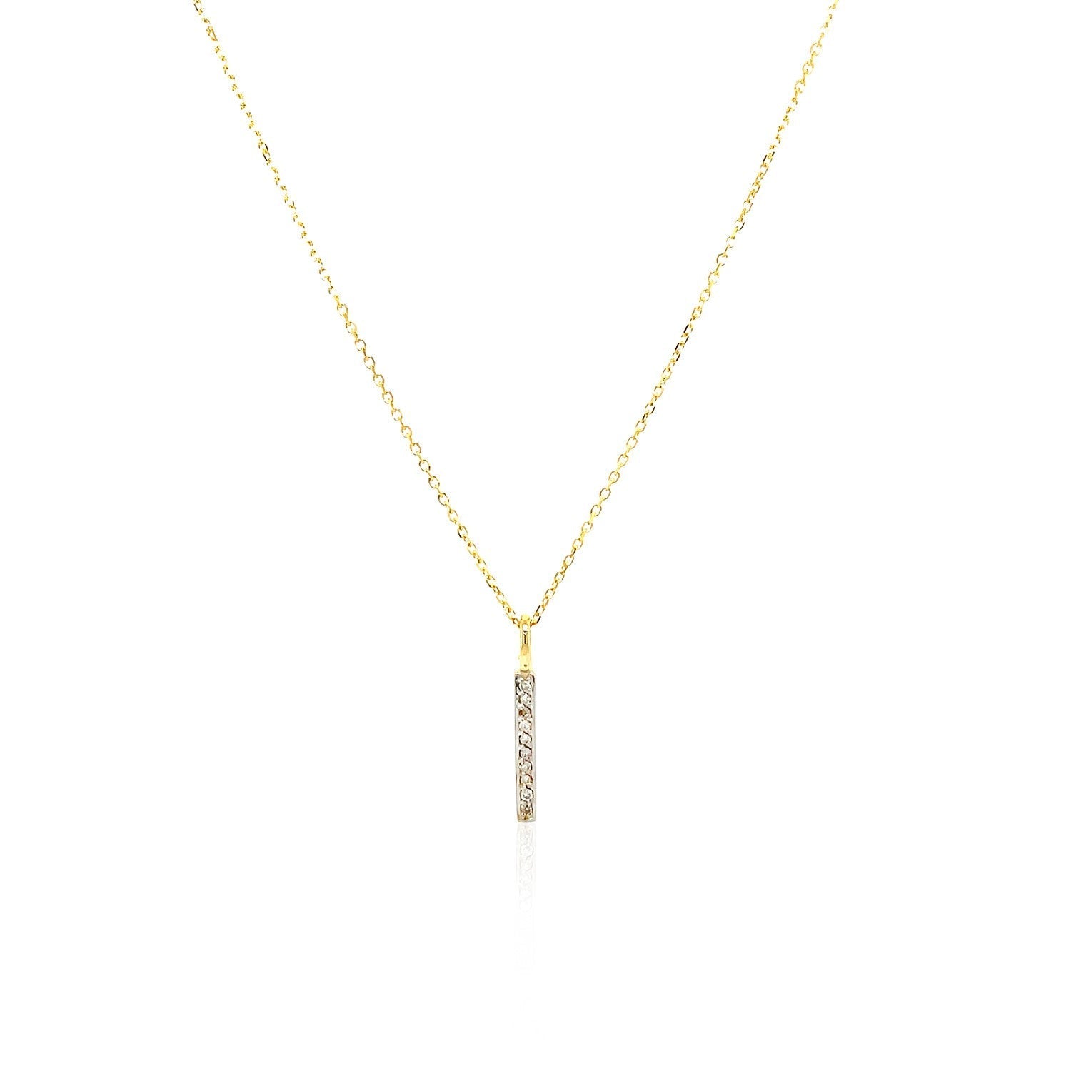 14k Yellow Gold Bar Pendant with Diamonds Bids.com