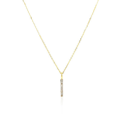 14k Yellow Gold Bar Pendant with Diamonds Bids.com