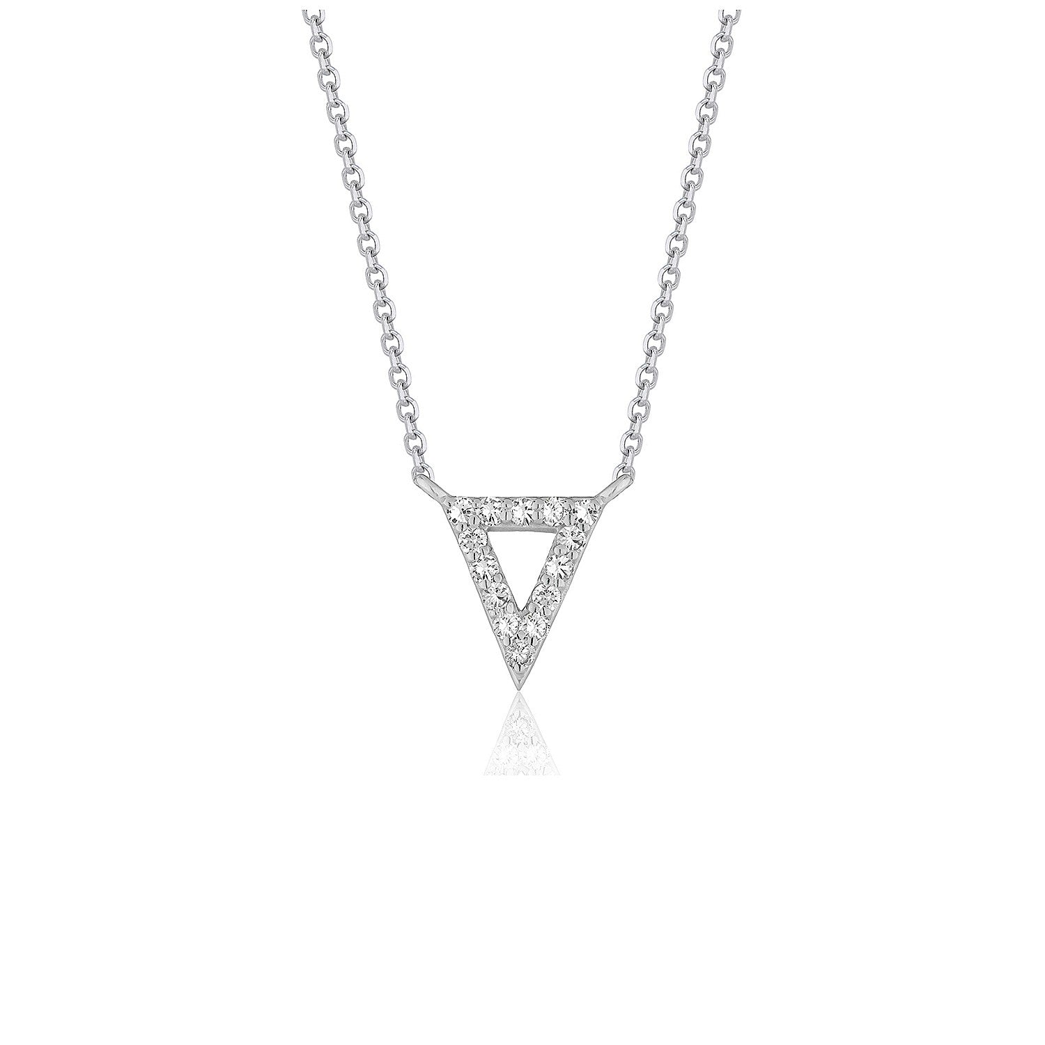 Diamond Inverted Triangle Pendant in 14k White Gold Bids.com
