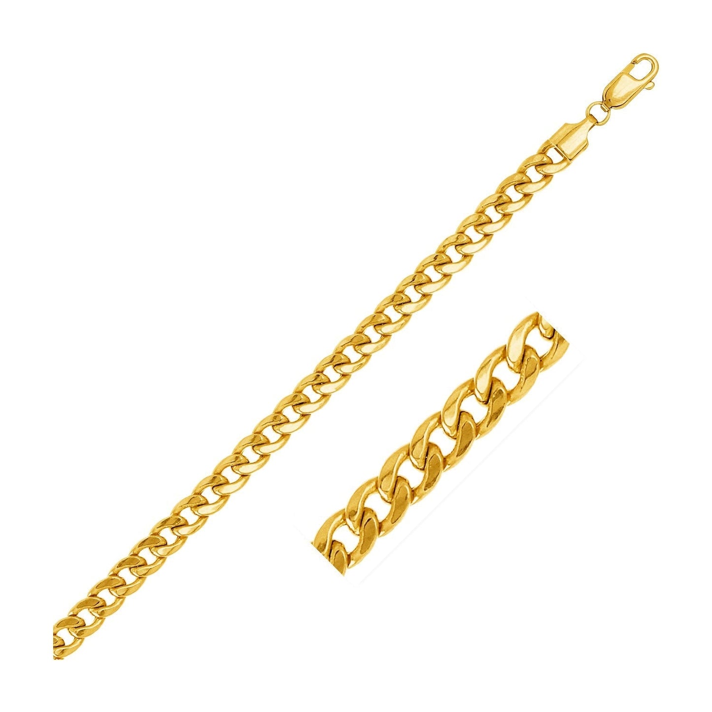 5.5mm 14k Yellow Gold Miami Cuban Semi Solid Chain Bids.com