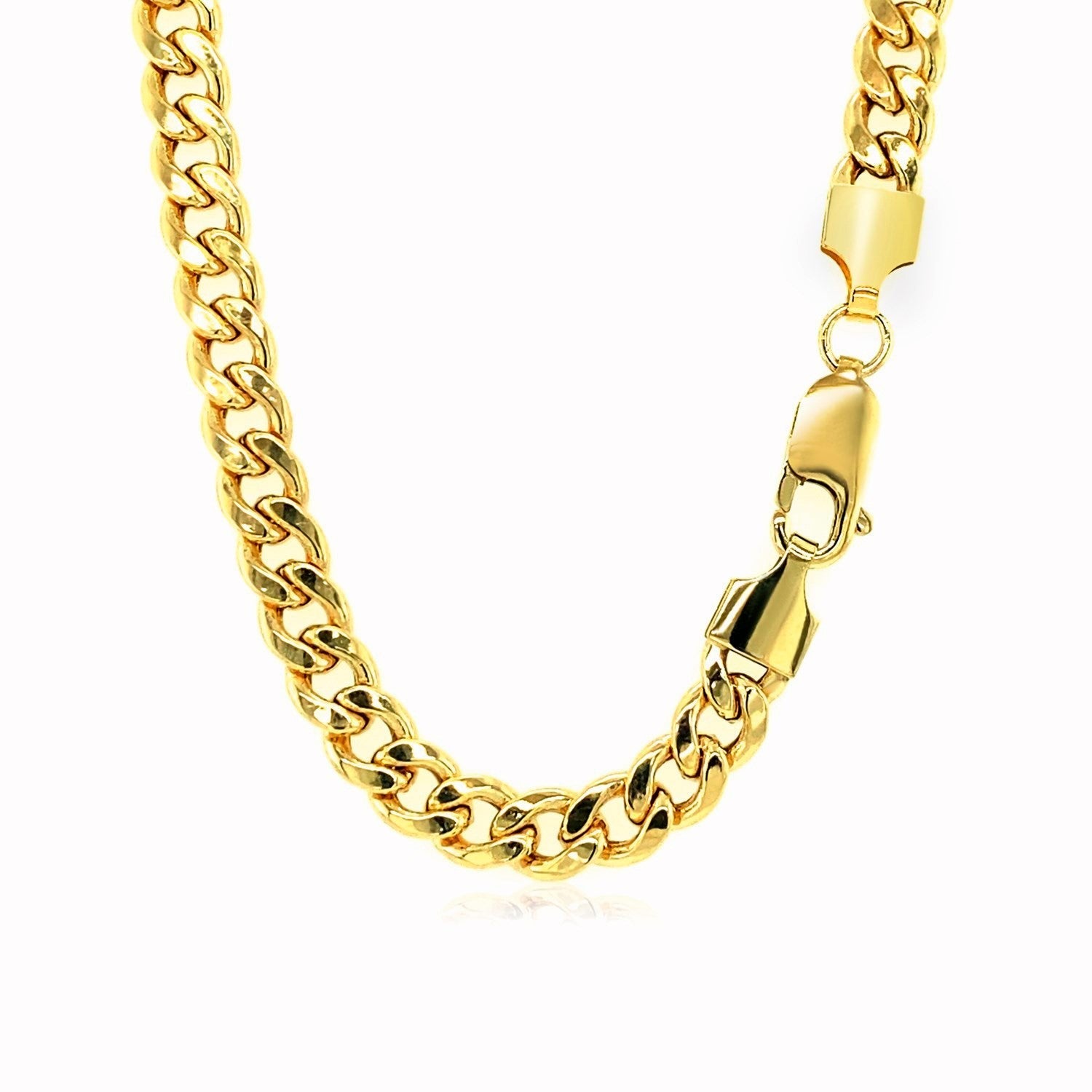 5.5mm 14k Yellow Gold Miami Cuban Semi Solid Chain Bids.com