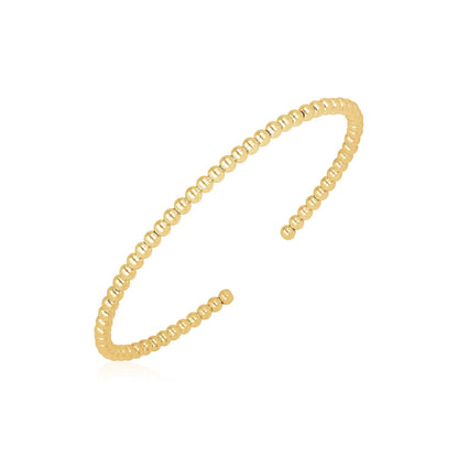 14k Yellow Gold High Polish Bead Cuff Bangle (3mm) Bids.com