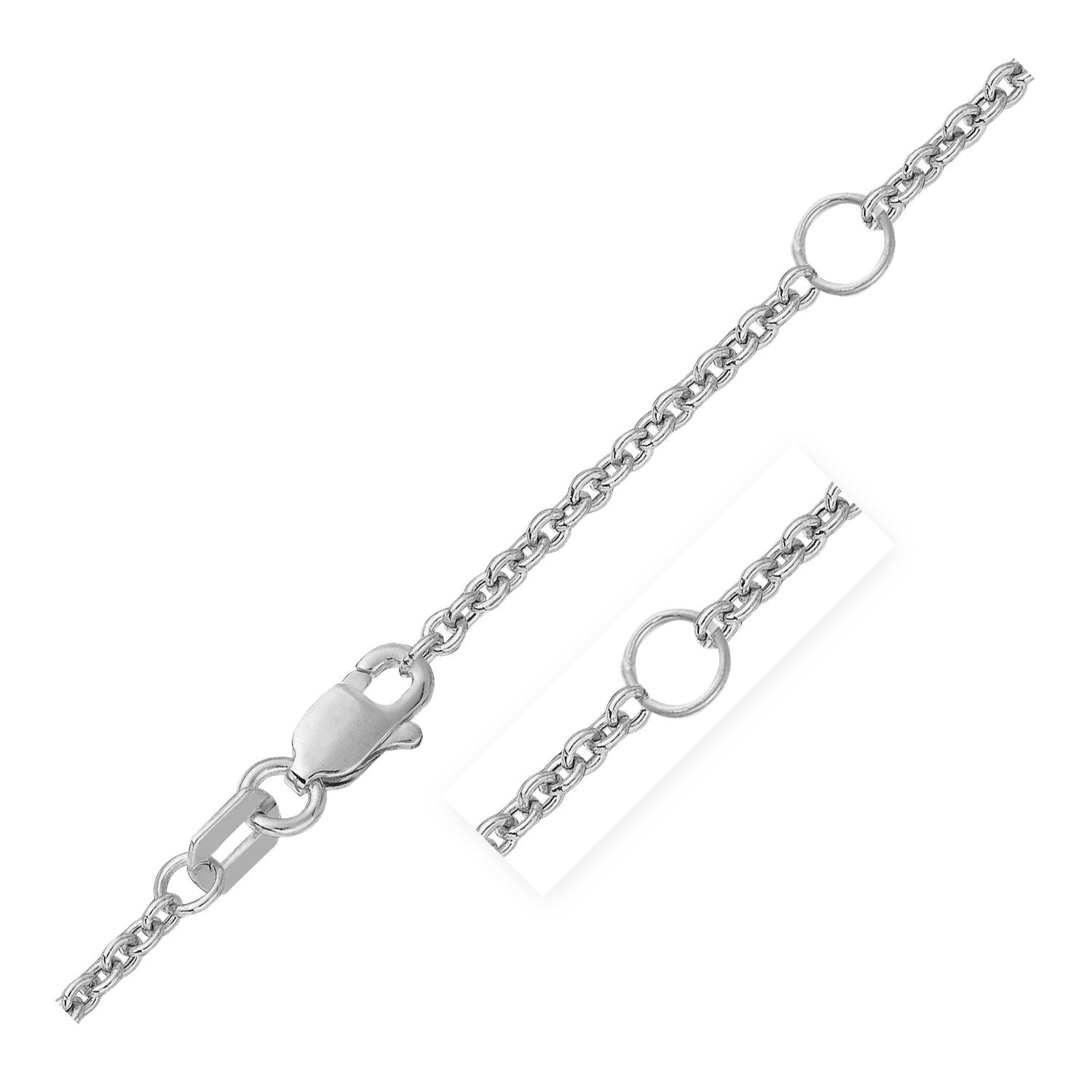 Double Extendable Cable Chain in 14k White Gold (1.9mm) Bids.com