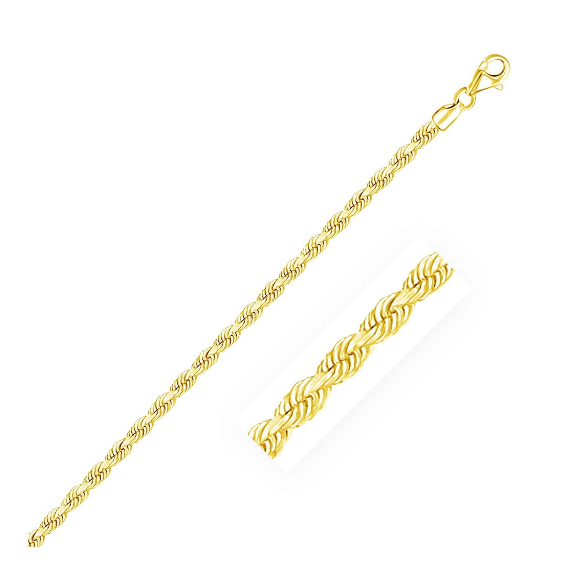 3.0mm 10k Yellow Gold Solid Diamond Cut Rope Bracelet Bids.com