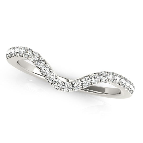 14k White Gold Wavy Design Round Diamond Wedding Ring (1/6 cttw) Bids.com
