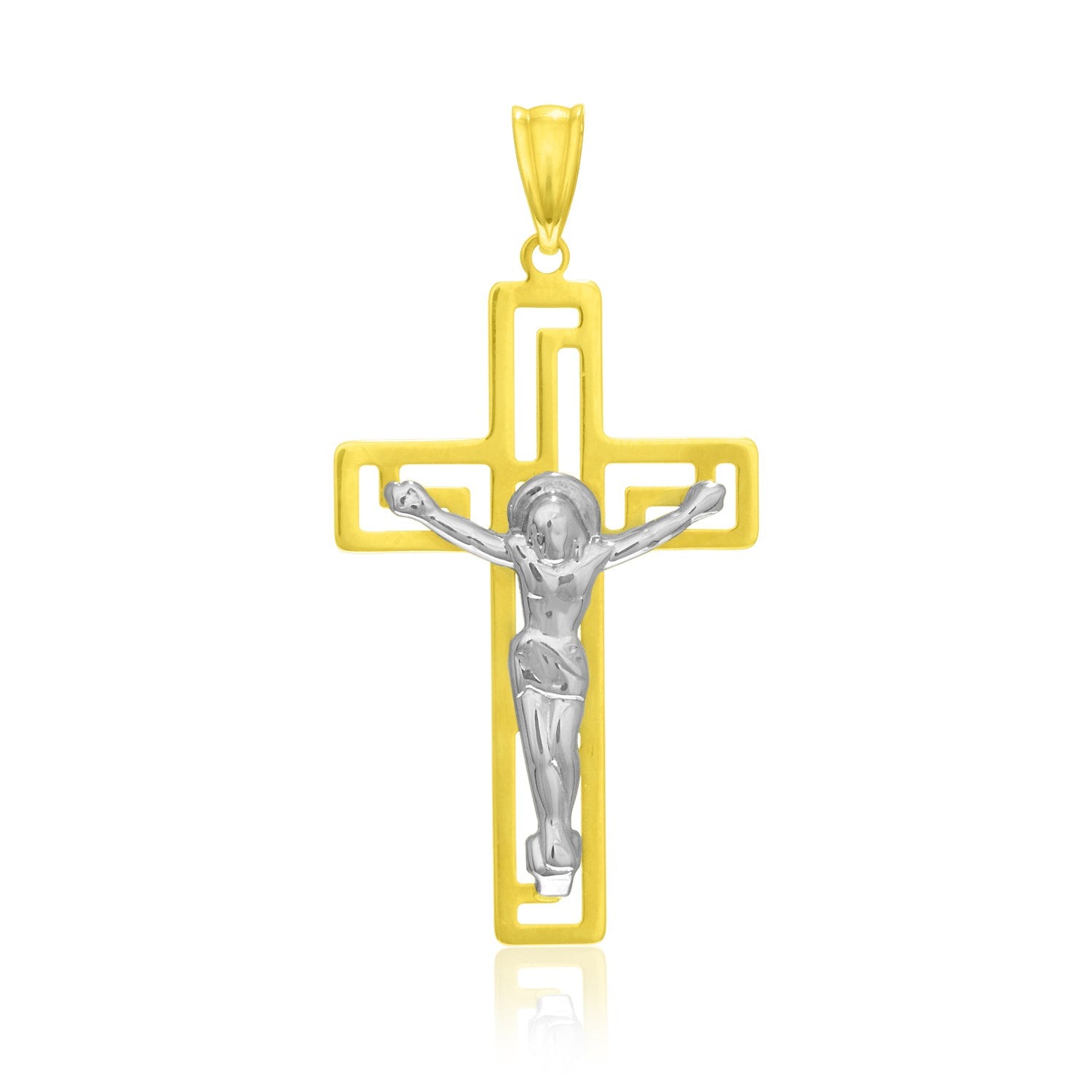 14k Two-Tone Gold Cross with Figure Pendant Bids.com