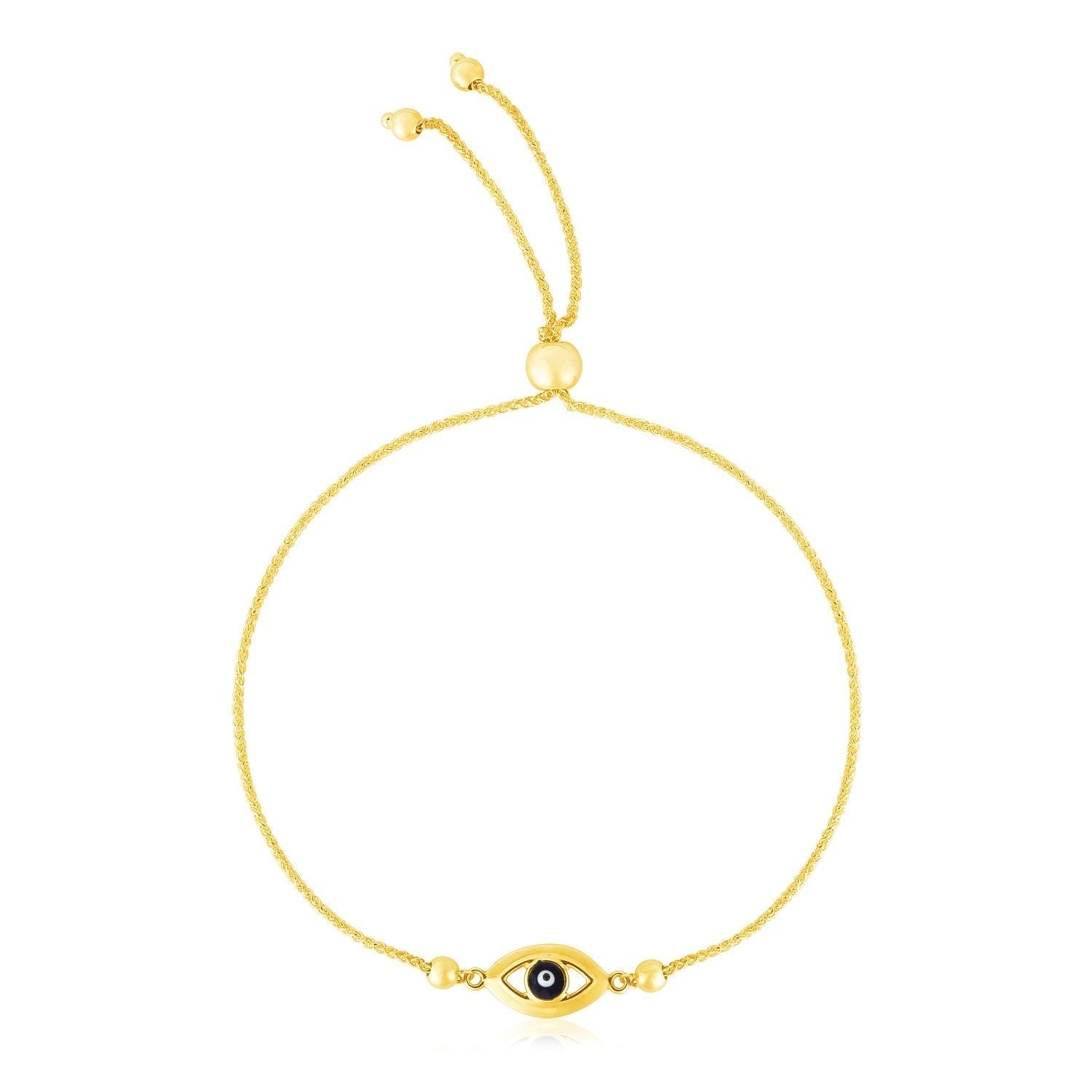 14k Yellow Gold Adjustable Evil Eye Bracelet Bids.com