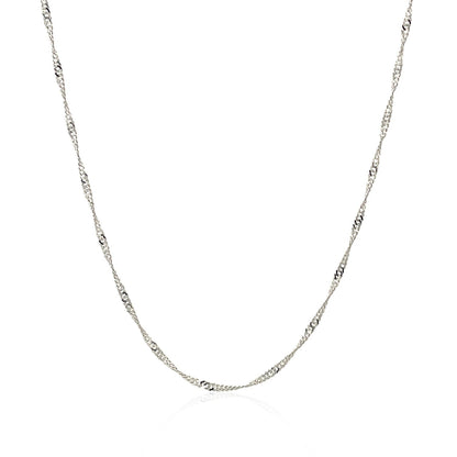 14k White Gold Singapore Chain 1.5mm Bids.com