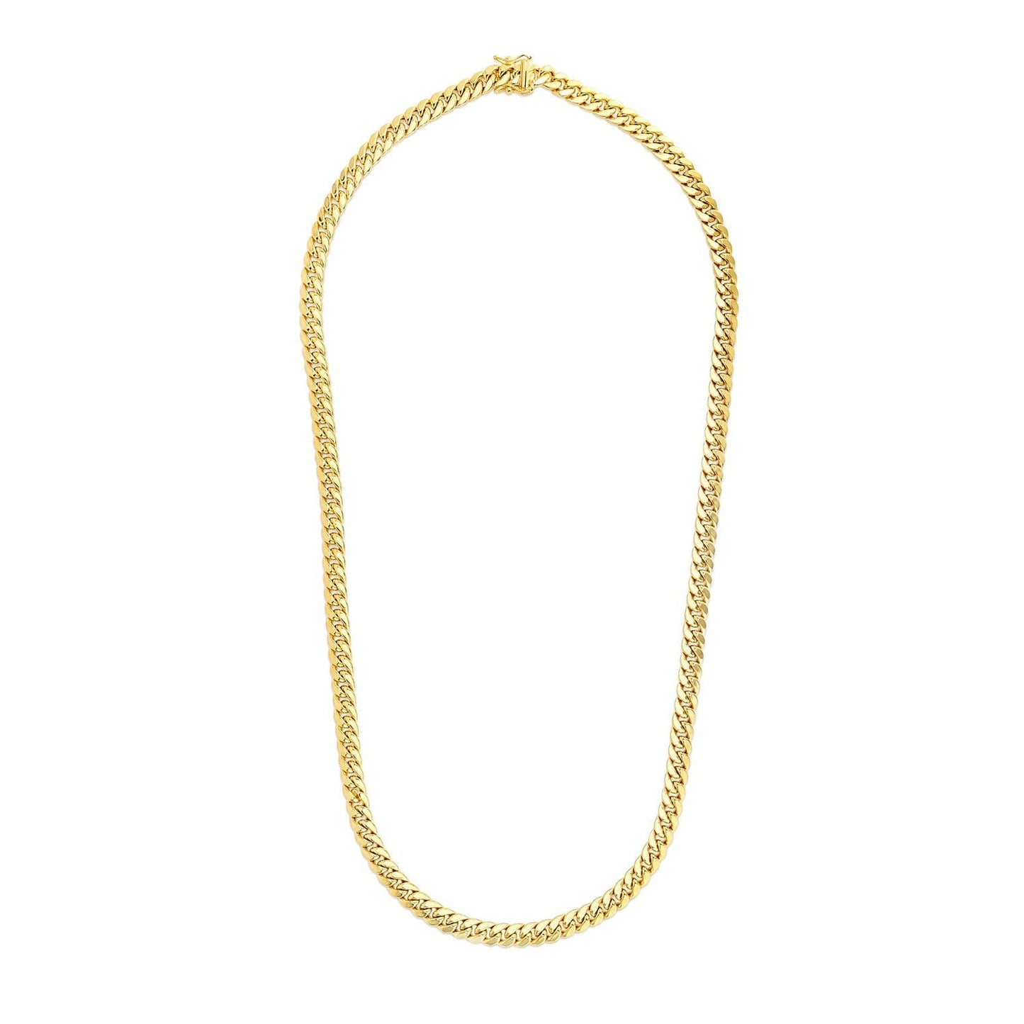 6.9mm 14k Yellow Gold Semi Solid Miami Cuban Chain Bids.com