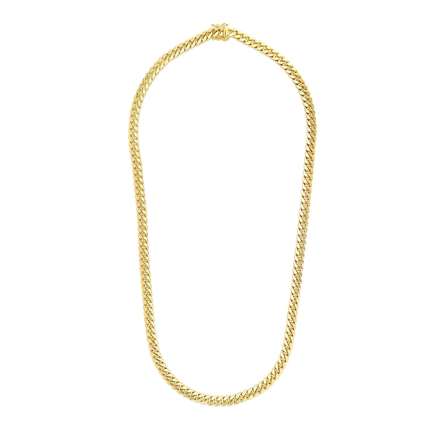 6.9mm 14k Yellow Gold Semi Solid Miami Cuban Chain Bids.com