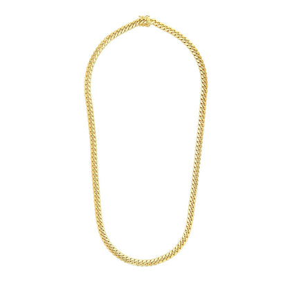 6.9mm 14k Yellow Gold Semi Solid Miami Cuban Chain Bids.com