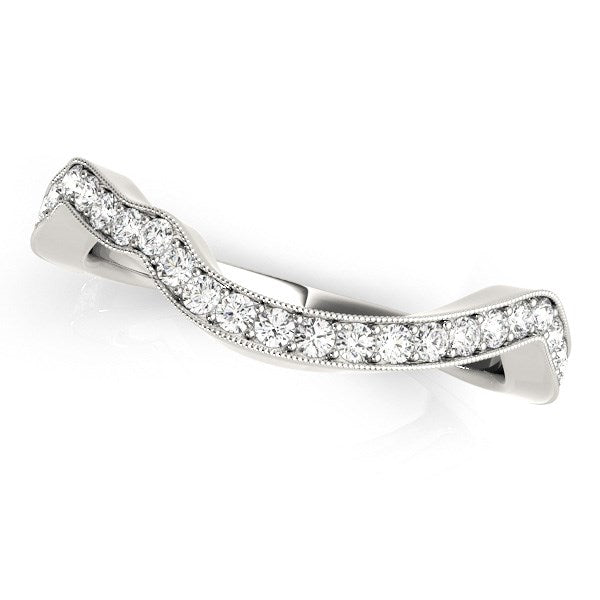 14k White Gold Milgrained Curve Style Diamond Wedding Band (1/5 cttw) Bids.com