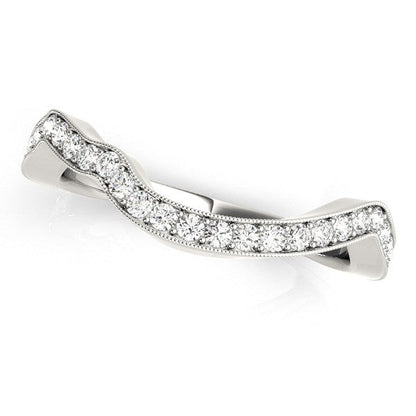 14k White Gold Milgrained Curve Style Diamond Wedding Band (1/5 cttw) Bids.com