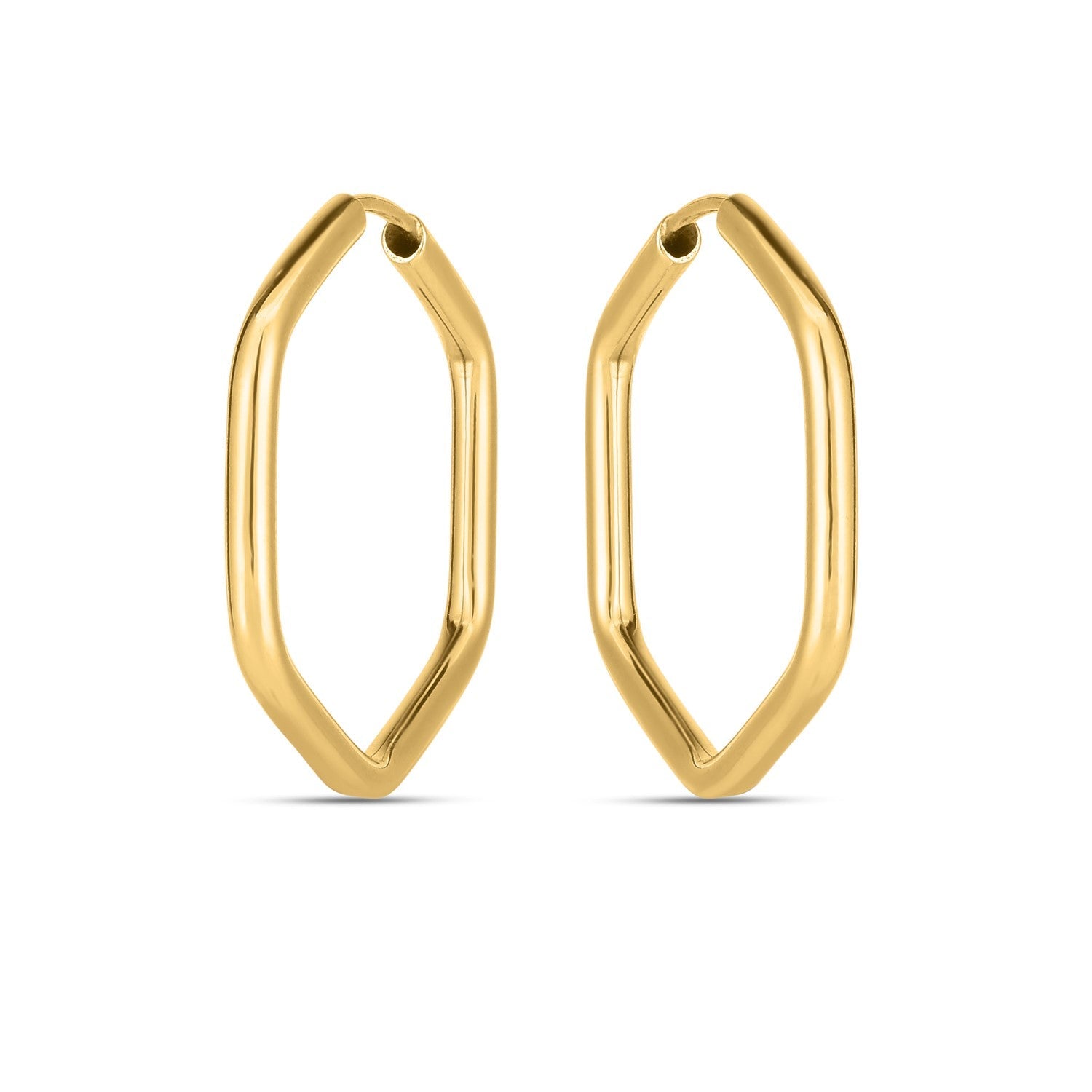 14k Yellow Gold Endless Hexagon Hoop Earrings Bids.com
