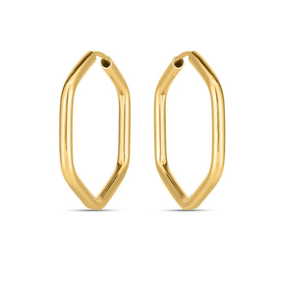 14k Yellow Gold Endless Hexagon Hoop Earrings Bids.com