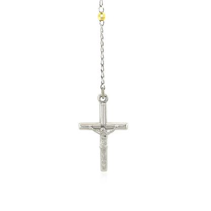 Three Toned Rosary Chain and Bead Necklace in Sterling Silver Bids.com