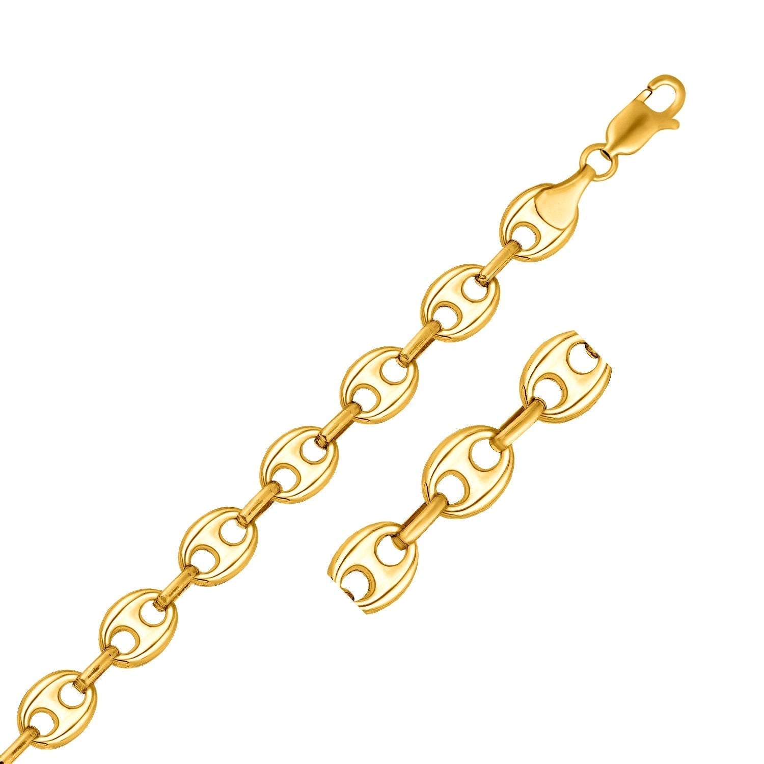11.0mm 14k Yellow Gold Puffed Mariner Link Chain Bids.com