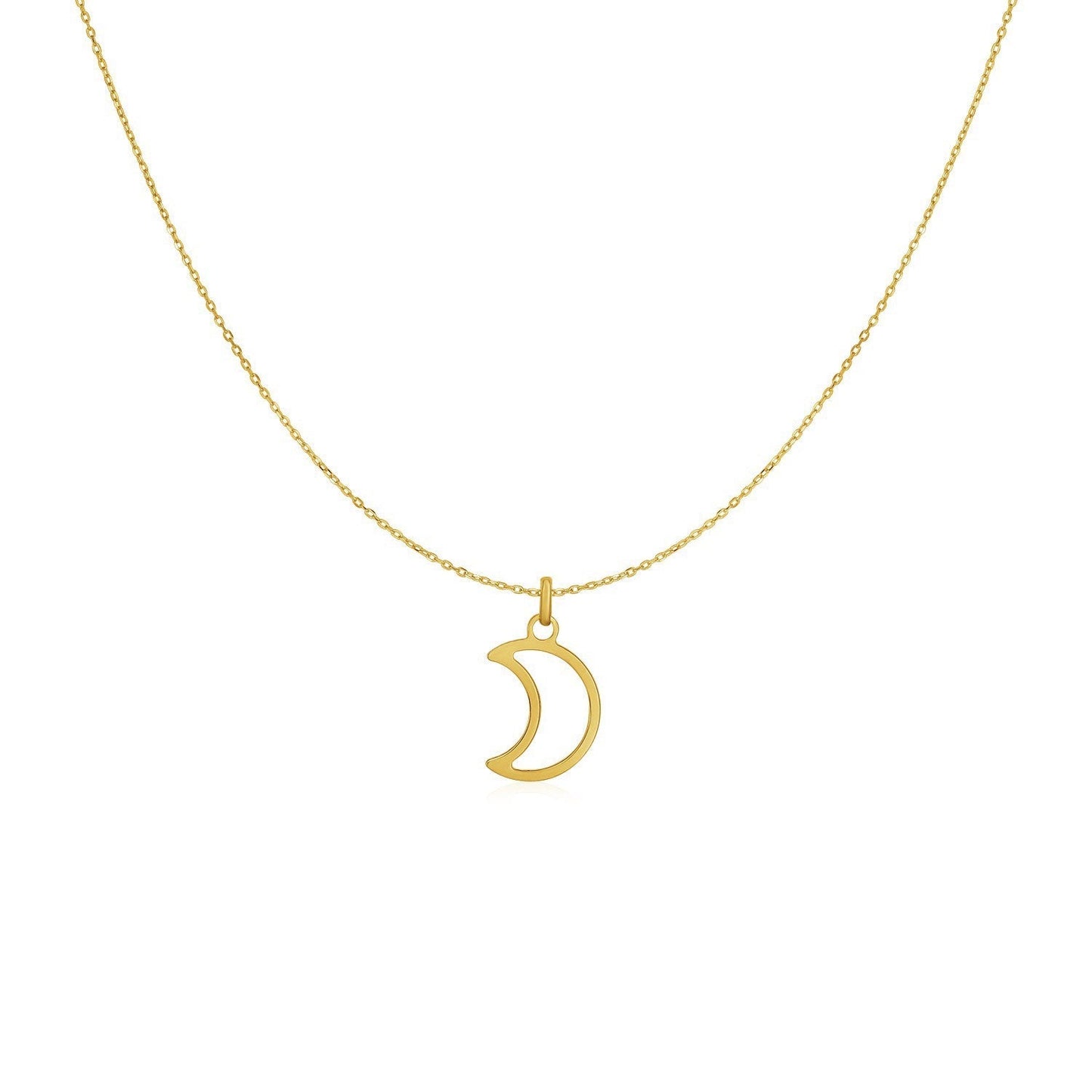 14k Yellow Gold Necklace with Moon Bids.com
