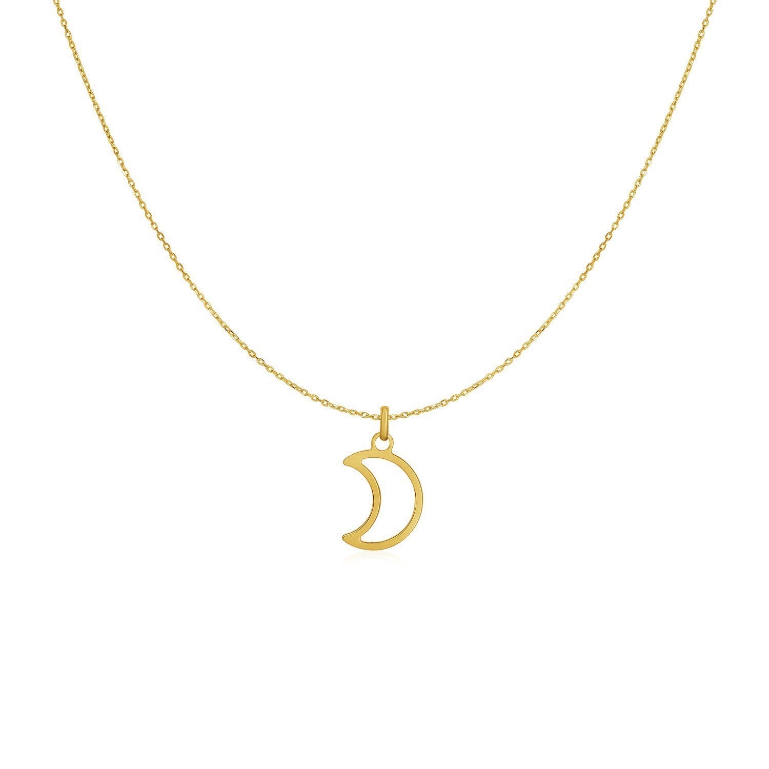 14k Yellow Gold Necklace with Moon Bids.com