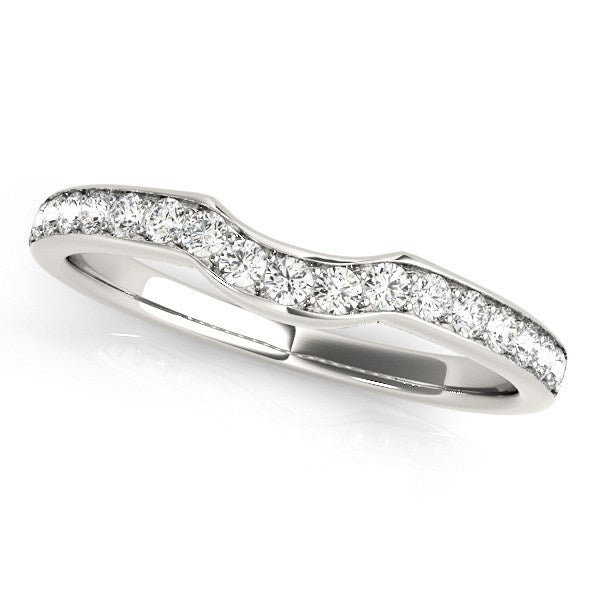 14k White Gold Curved Style Diamond Wedding Ring (1/4 cttw) Bids.com