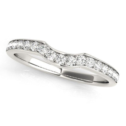 14k White Gold Curved Style Diamond Wedding Ring (1/4 cttw) Bids.com