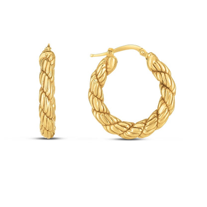 14k Yellow Gold Rope Hoop Earrings Bids.com