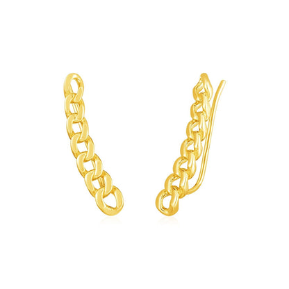 14k Yellow Gold Ear Climber Earring with Chain Links Bids.com