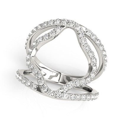 14k White Gold Diamond Flower Style Dual Band Ring (5/8 cttw) Bids.com