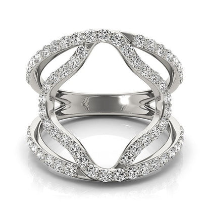 14k White Gold Diamond Flower Style Dual Band Ring (5/8 cttw) Bids.com