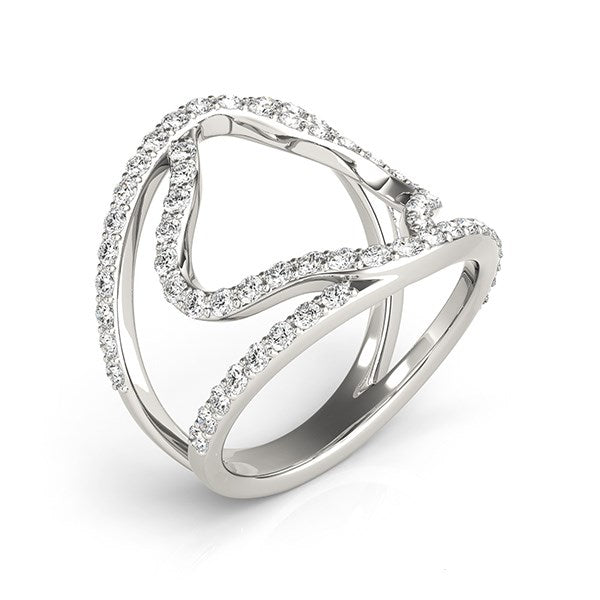14k White Gold Diamond Flower Style Dual Band Ring (5/8 cttw) Bids.com