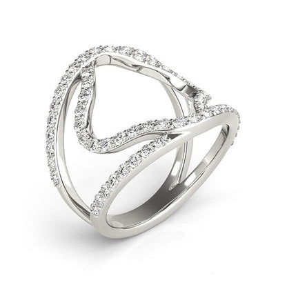 14k White Gold Diamond Flower Style Dual Band Ring (5/8 cttw) Bids.com