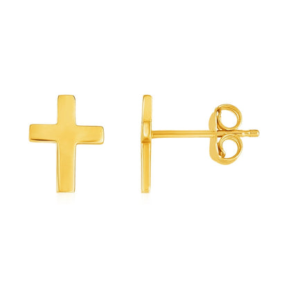 14k Yellow Gold Post Earrings with Crosses Bids.com