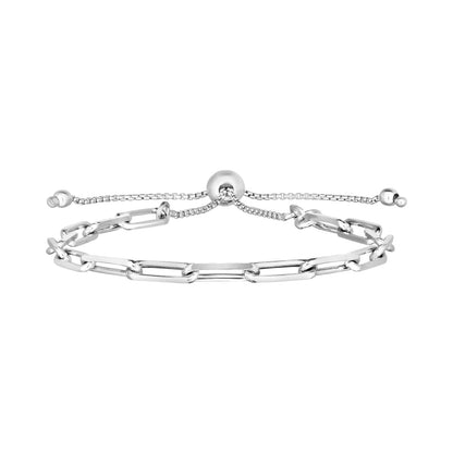 Sterling Silver Paperclip Chain Adjustable Bracelet Bids.com
