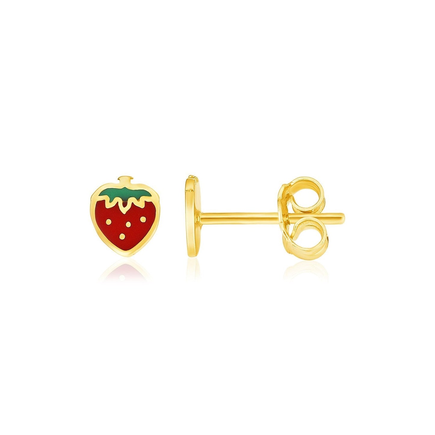 14k Yellow Gold Enameled Strawberry Childrens Earrings Bids.com