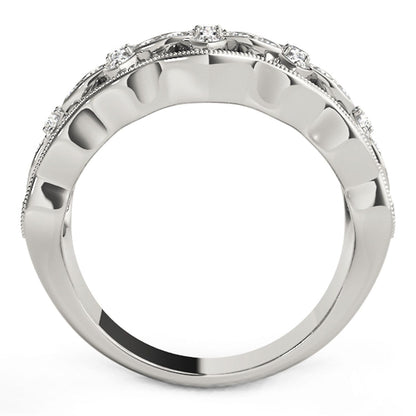 Diamond Studded Four Leaf Clover Motif Ring in 14k White Gold (1/4 cttw) Bids.com
