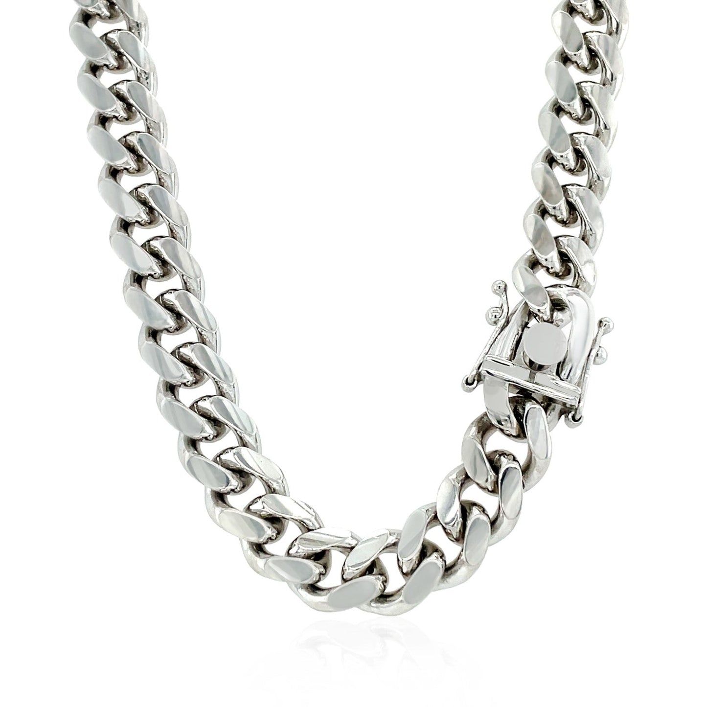 Sterling Silver Rhodium Plated Miami Cuban Chain 8.4mm Bids.com