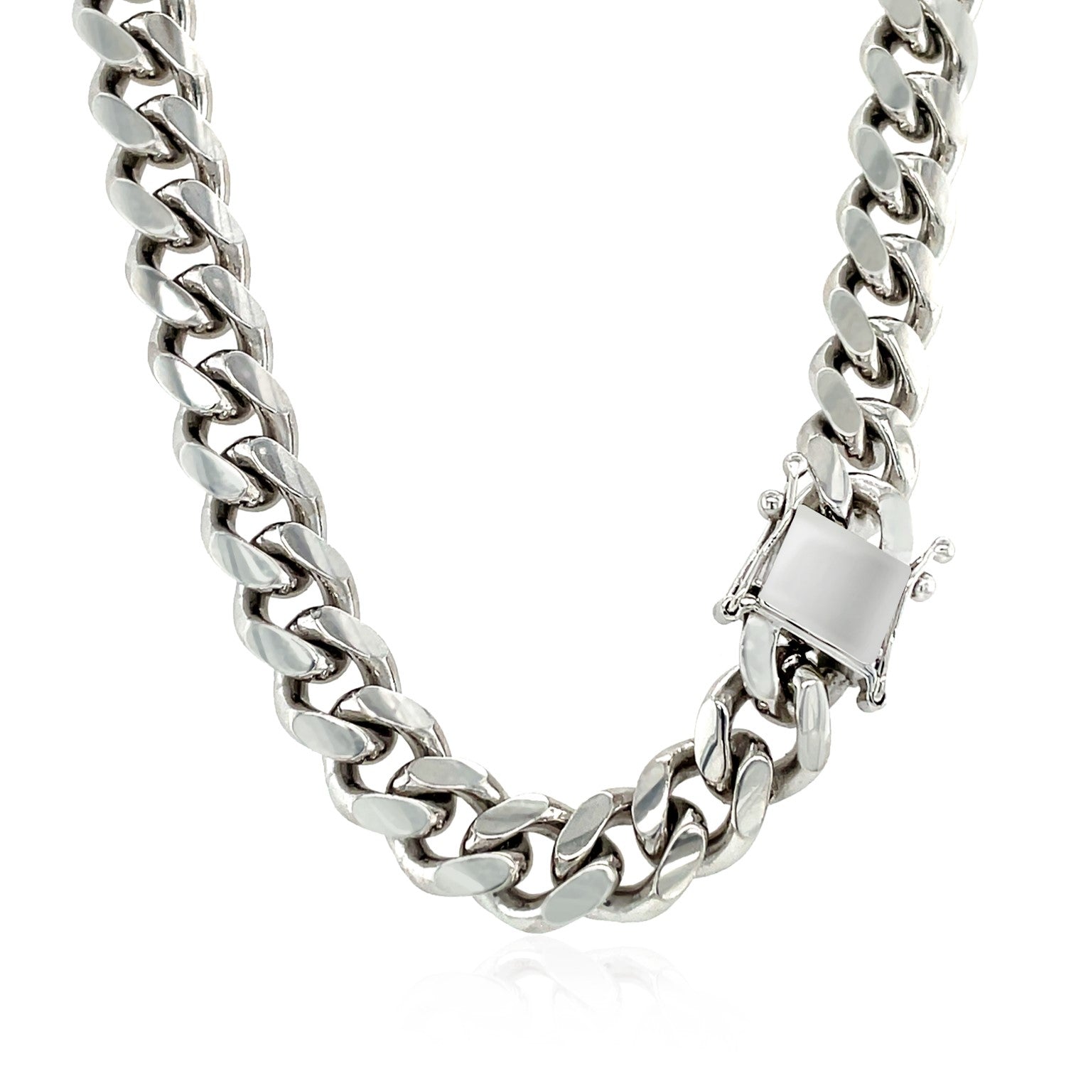 Sterling Silver Rhodium Plated Miami Cuban Chain 8.4mm Bids.com