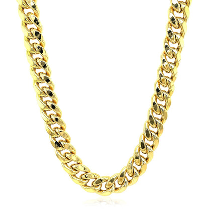 9.0mm 14k Yellow Gold Semi Solid Miami Cuban Chain Bids.com