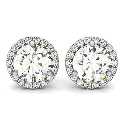 14k White Gold Round Prong Halo Style Earrings (1 cttw) Bids.com