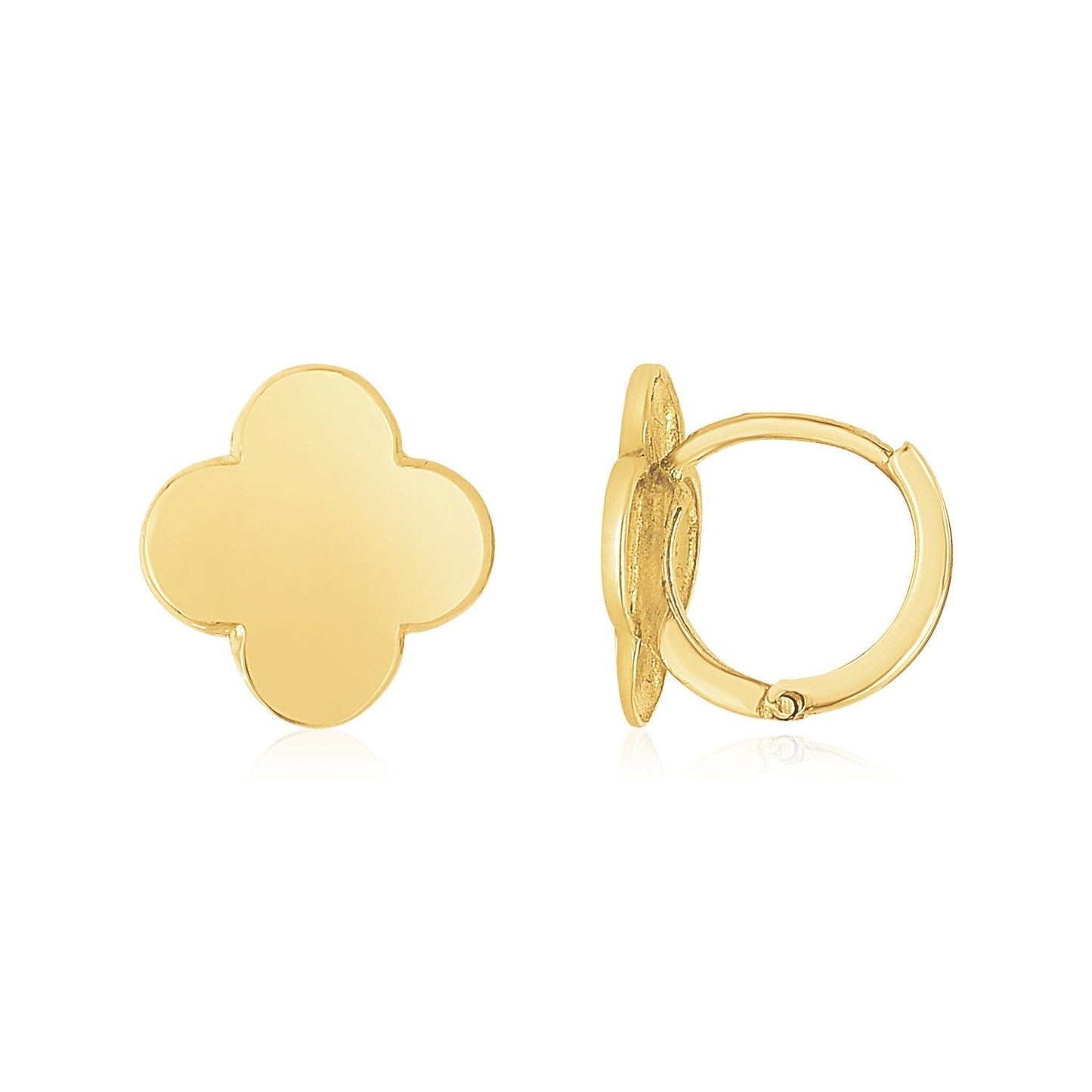 14K Yellow Gold Polished Clover Stud Earrings Bids.com