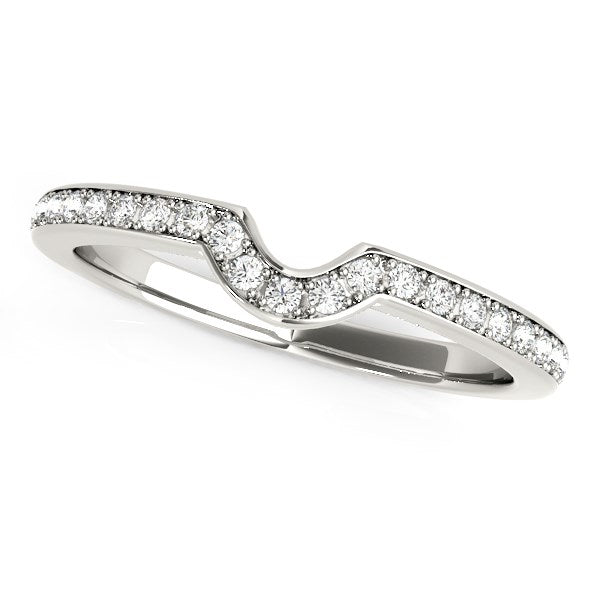 14k White Gold Modern Curved Prong Set Diamond Wedding Band (1/8 cttw) Bids.com