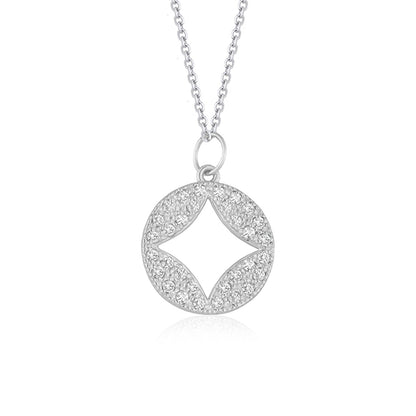 14k White Gold Diamond Studded Circle Pendant with Cut-out (1/3 cttw) Bids.com