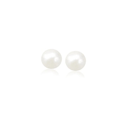14k Yellow Gold Freshwater Cultured White Pearl Stud Earrings (4.0 mm) Bids.com