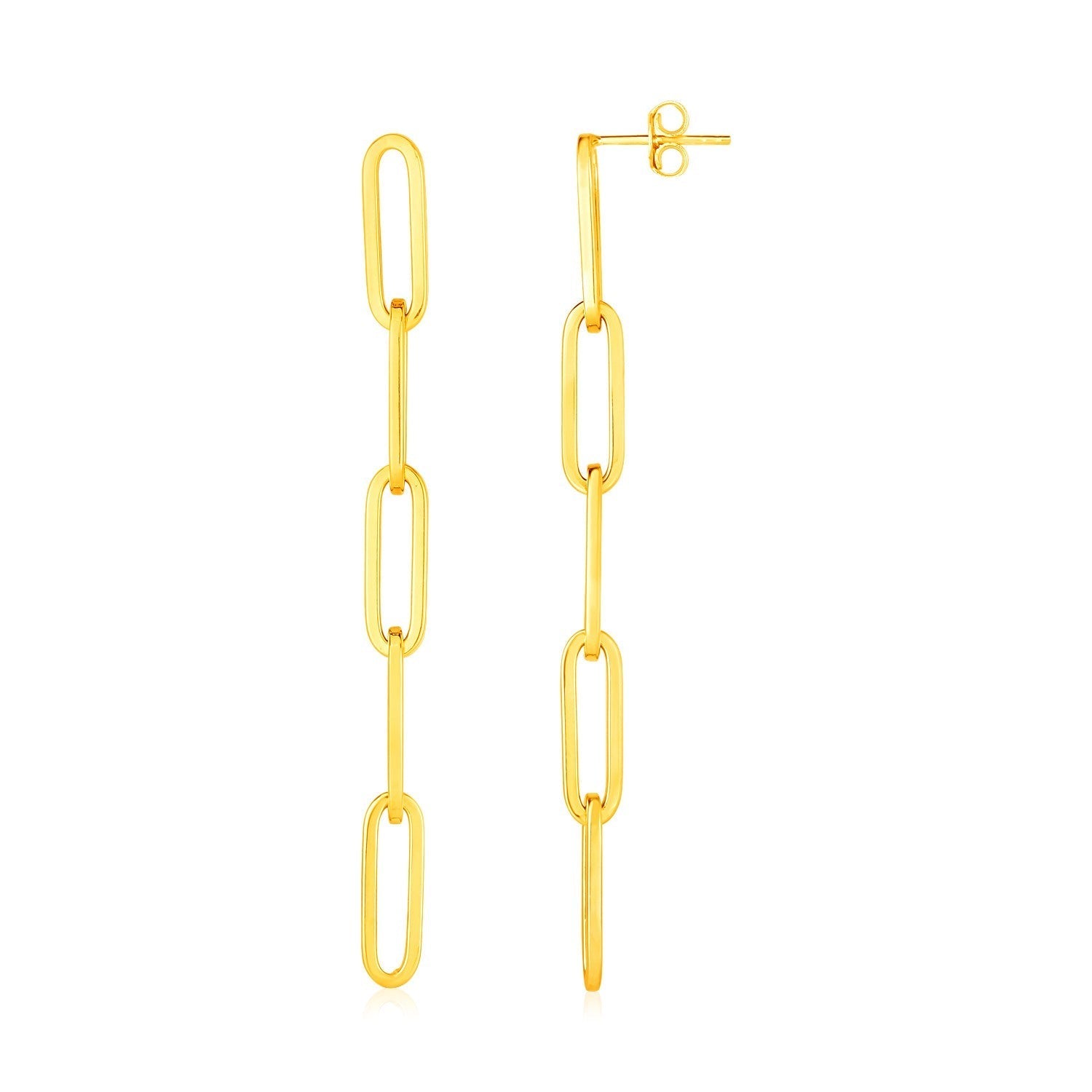 14K Yellow Gold Five Link Paperclip Chain Earrings Bids.com