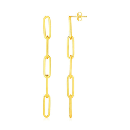 14K Yellow Gold Five Link Paperclip Chain Earrings Bids.com