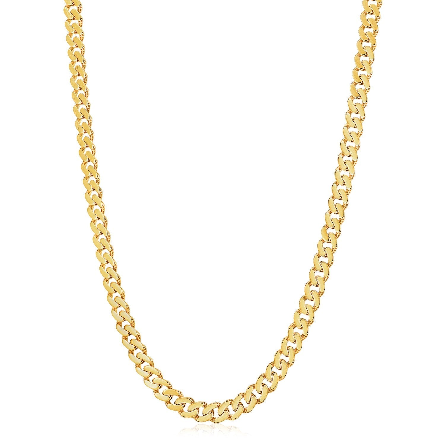14k Yellow Gold White Pave High Polish Modern Lite Miami Cuban Chain (8.0mm) Bids.com