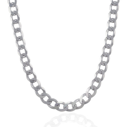 Rhodium Plated 11.6mm Sterling Silver Curb Style Chain Bids.com