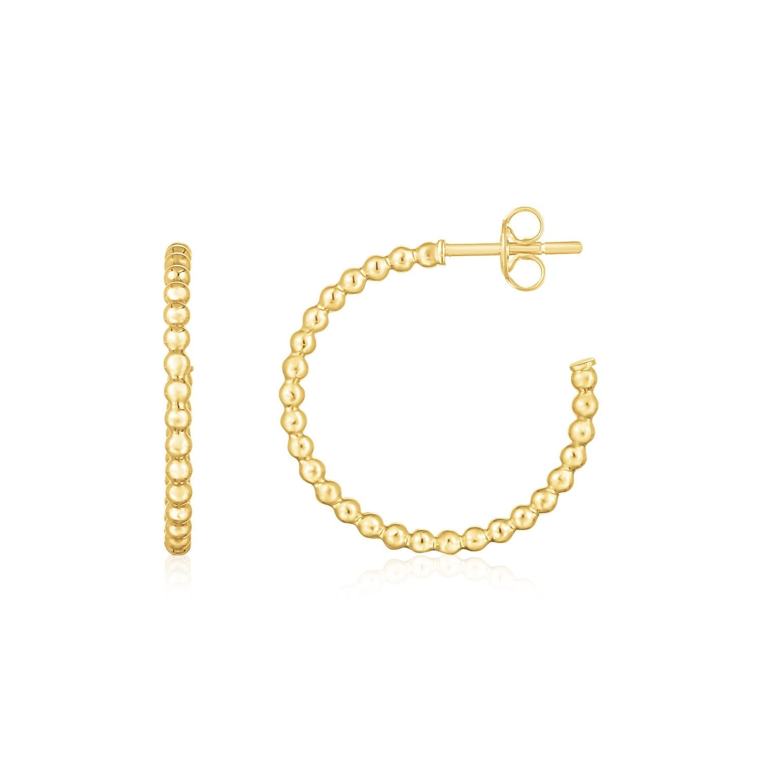14K Yellow Gold Bead Hoop Earrings Bids.com