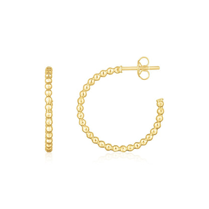 14K Yellow Gold Bead Hoop Earrings Bids.com