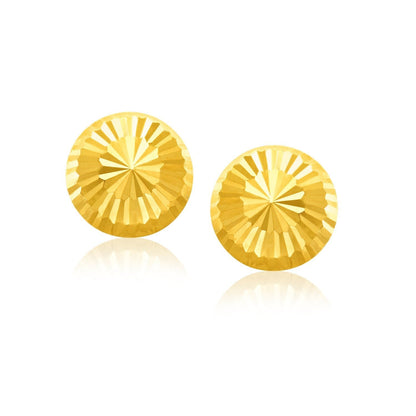 14k Yellow Gold Diamond Cut Flat Design Stud Earrings Bids.com